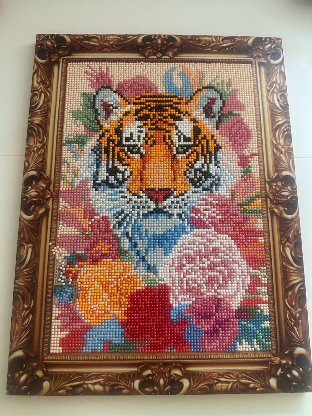 Handcrafted Multicolor Tiger diamond  Art Wall Décor